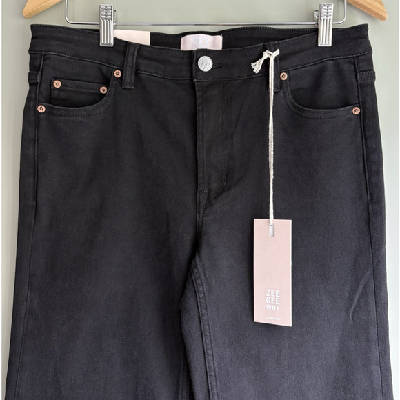 Free People x ZGY DENIM Low Flare Jeans Size 30 Black Y2K Retro Minimalist - Picture 4 of 16